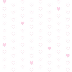 White background with pink hearts for web page backgrounds, textile designs, fills, banners