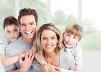 Happy family at home.