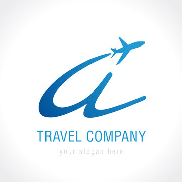 A travel company logo. Airline logo design with letter "a" and plane