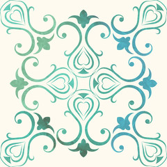 Watercolor seamless wallpapers in the style of Baroque . Vector Illustration