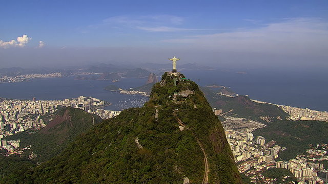 Aerial view of Botafogo Bay and Sugarloaf Mountain, Rio de Janeiro, Brazil