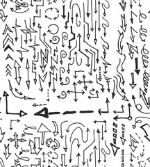 hand-drawn doodle seamless pattern with arrows
