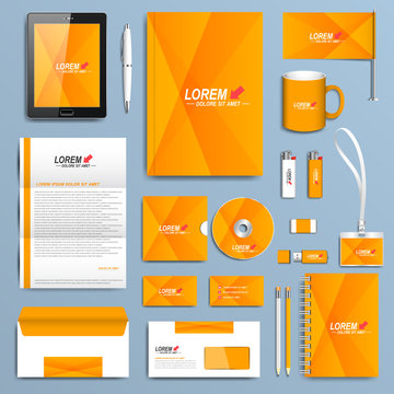  Yellow Set Of Vector Corporate Identity Templates. Modern Business Stationery Design