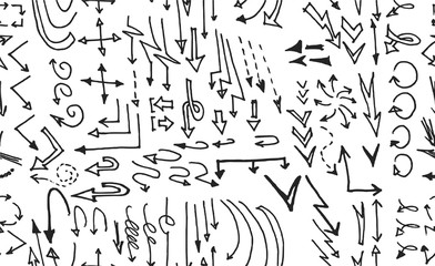 hand-drawn doodle seamless pattern with arrows