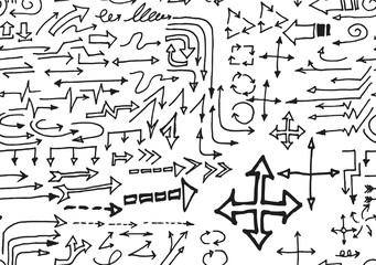 hand-drawn doodle seamless pattern with arrows