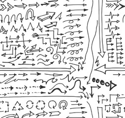 hand-drawn doodle seamless pattern with arrows