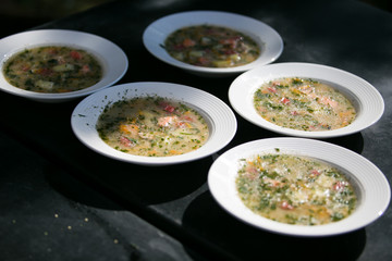 Tasty meat broth with parsley