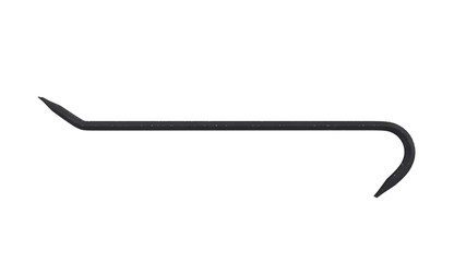 Black metal crowbar, construction tool isolated on white background