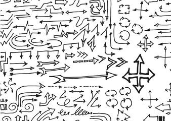 hand-drawn doodle seamless pattern with arrows