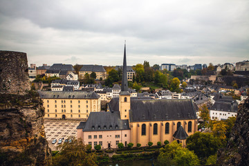 Fototapeta premium Aerial view of the Ground district of Luxembourg City. Luxembourg.