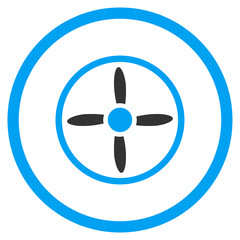Nanocopter Screw vector icon. Style is bicolor flat circled symbol, blue and gray colors, rounded angles, white background.