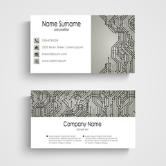Business card with abstract printed circuit board