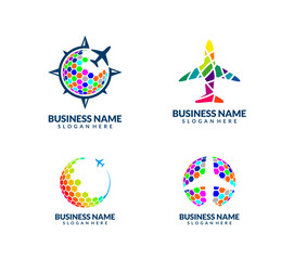 modern and colorful travel and tour agency vector logo design
