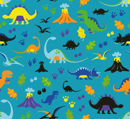 Fototapeta na wymiar seamless pattern dinosaurs