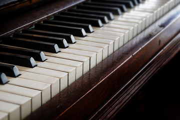 antique piano keyboard, music concept