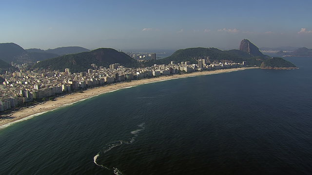 Aerial view of Copacabana Beach, Rio de Janeiro, Brazil. 