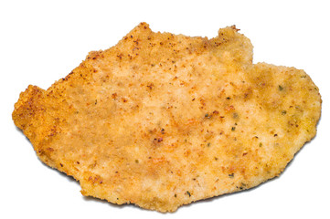 Chicken Breaded cutlet on white background top view