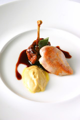 colorful dish of chicken, duck and mustard