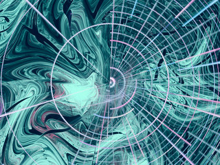 Abstract digitally generated image disk and grid