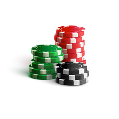 casino chips isolated on white realistic theme