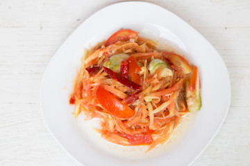 Papaya salad Thai cuisine spicy delicious