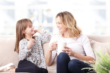 Happy mother and daughter