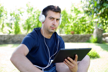 Fototapeta premium man with tablet