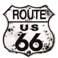 Foto op Canvas Oude verroeste Route 66 bord © Pabkov