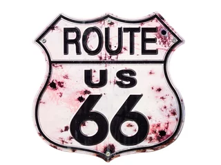 Foto op Plexiglas Route 66 Oude verroeste Route 66 bord