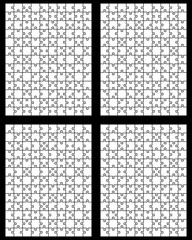 Vector illustration of four white puzzles, separate pieces