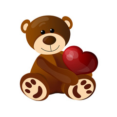 Teddy bear with hearts on Valentine's day