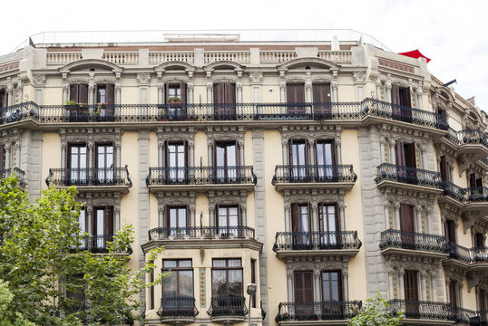 The upper floors of a residential building in Barcelona