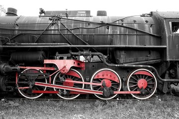 Fototapeta na wymiar The old steam locomotive