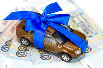 The machine with blue bow