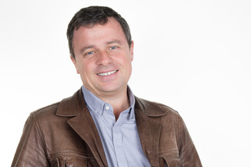 Smiling and charming man in casual cloths isolated on white