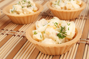 Tartlets with crab salad