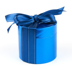 Round blue gift box