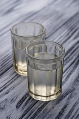 Glasses of Russian vodka.