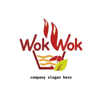 Vector of noodle icon. Wok. Asian frying pan. Symbols icon or logo for restaurant. Other companies. Vector illustration.