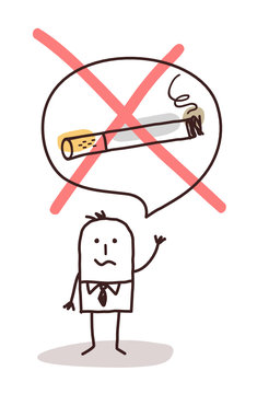 cartoon man who wants to stop smoking