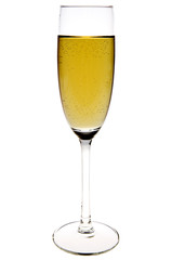 Champagne flute on white background. Clipping path incl.