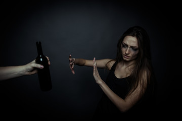 Fototapeta na wymiar alcoholic refuses alcohol