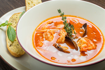 Fish soup with tomatoes and mussels