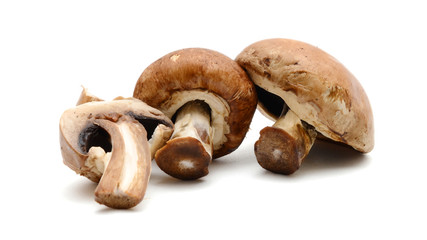Baby bella mushroom on a white background