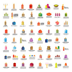 Candle Icons Set - Isolated On White Background - Vector Illustration, Graphic Design, Editable For Your Design