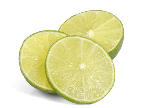 Slice of fresh lime / Slice of fresh lime on white background.
