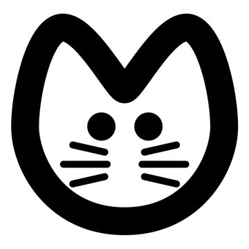 Icon: Katzenkopf &ndash; Vektor / schwarz /  freigestellt 