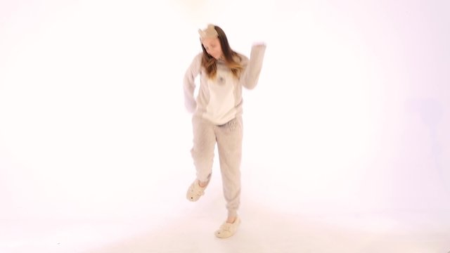 Girl dancing Fast on white background