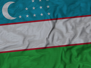 Close up of Ruffled Uzbekistan flag