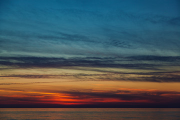 Beautiful sunset on the Mediterranean sea in Cyprus